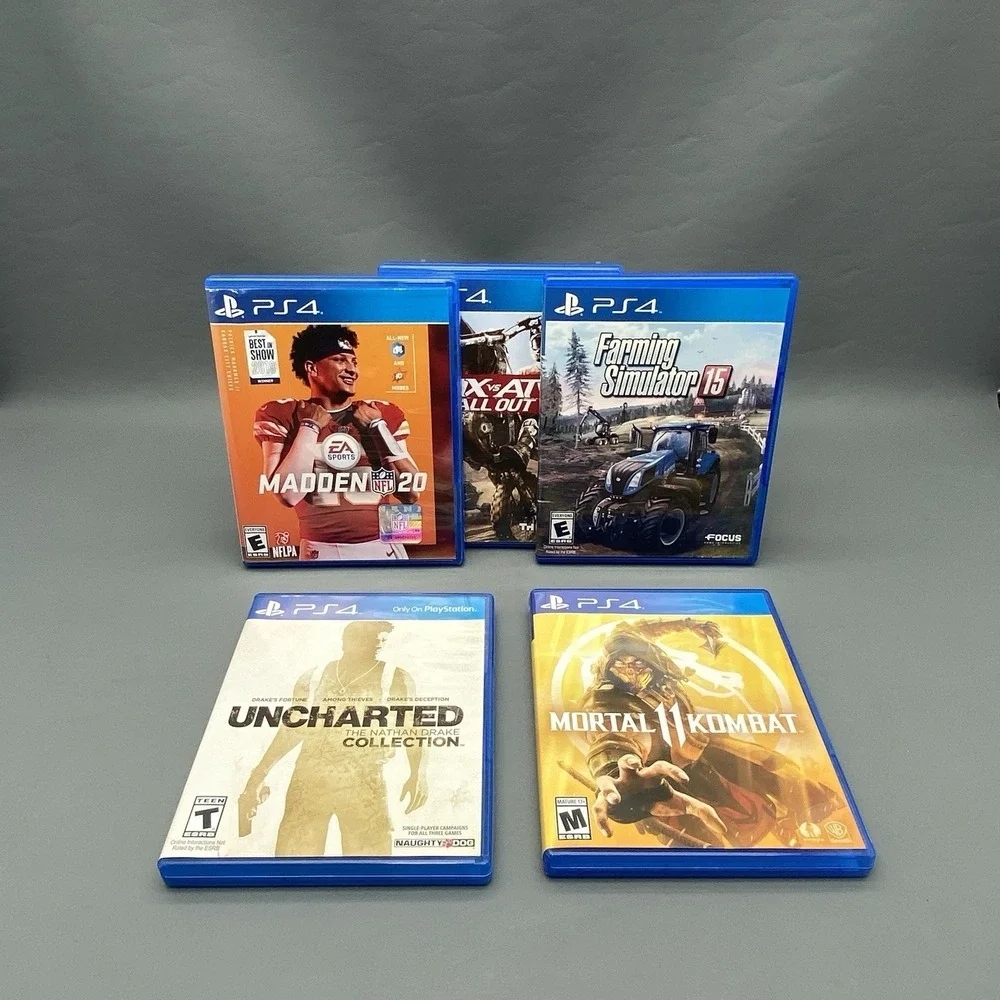 PS4 Game Lot‎ of 5 - Mortal Kombat 11 Uncharted Collection Madden 20 MX vs ATV